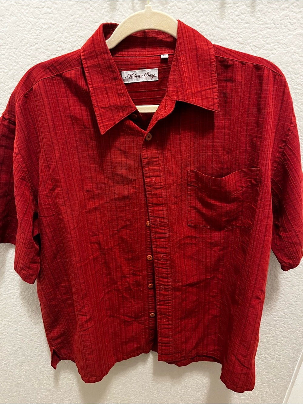 Milano Bay Red Textured Button Down Shirt XL